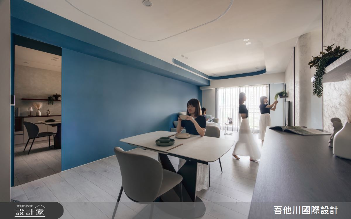 25坪新成屋(5年以下)＿混搭風客廳餐廳案例圖片＿吾他川室內設計＿吾他川_海洋之韻_新竹竹北之5