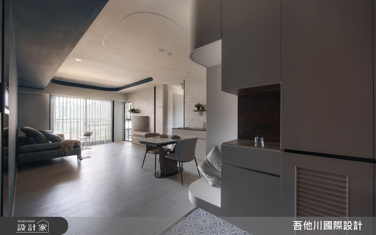 25坪新成屋(5年以下)＿混搭風玄關客廳餐廳案例圖片＿吾他川室內設計＿吾他川_海洋之韻_新竹竹北之2