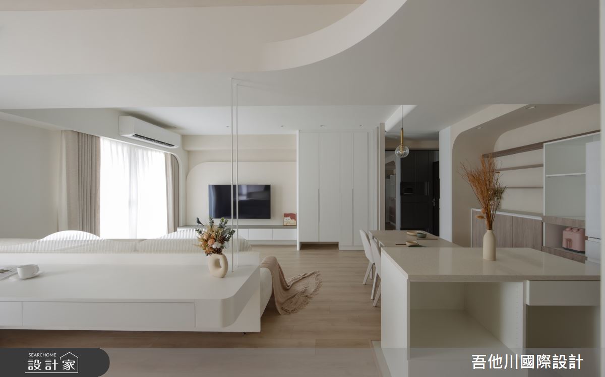 20坪新成屋(5年以下)＿混搭風客廳餐廳中島案例圖片＿吾他川室內設計＿吾他川_境.月煦_新竹之13