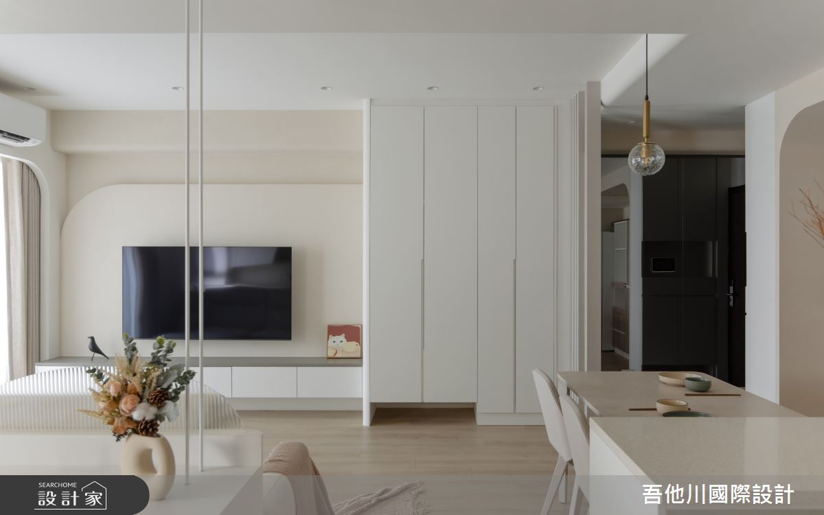 20坪新成屋(5年以下)＿混搭風客廳餐廳中島案例圖片＿吾他川室內設計＿吾他川_境.月煦_新竹之14