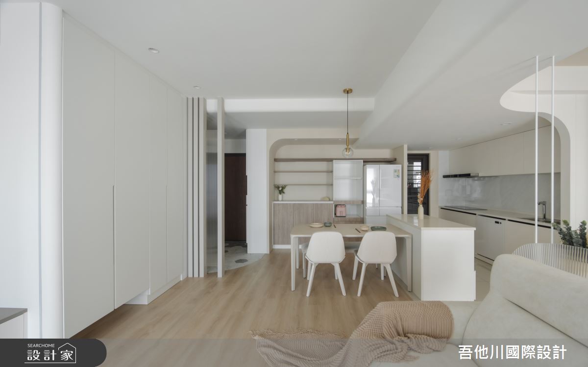 20坪新成屋(5年以下)＿混搭風客廳餐廳廚房中島案例圖片＿吾他川室內設計＿吾他川_境.月煦_新竹之8