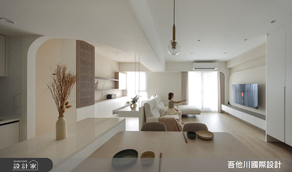 20坪新成屋(5年以下)＿混搭風客廳餐廳書房中島案例圖片＿吾他川室內設計＿吾他川_境.月煦_新竹之7