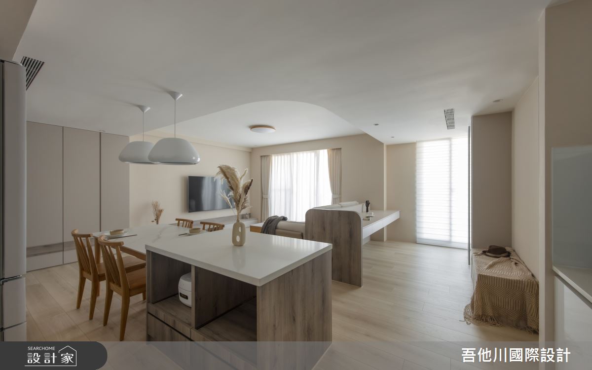 新成屋(5年以下)＿北歐風客廳餐廳書房中島案例圖片＿吾他川室內設計＿吾他川_和睦之間_新竹新埔之9