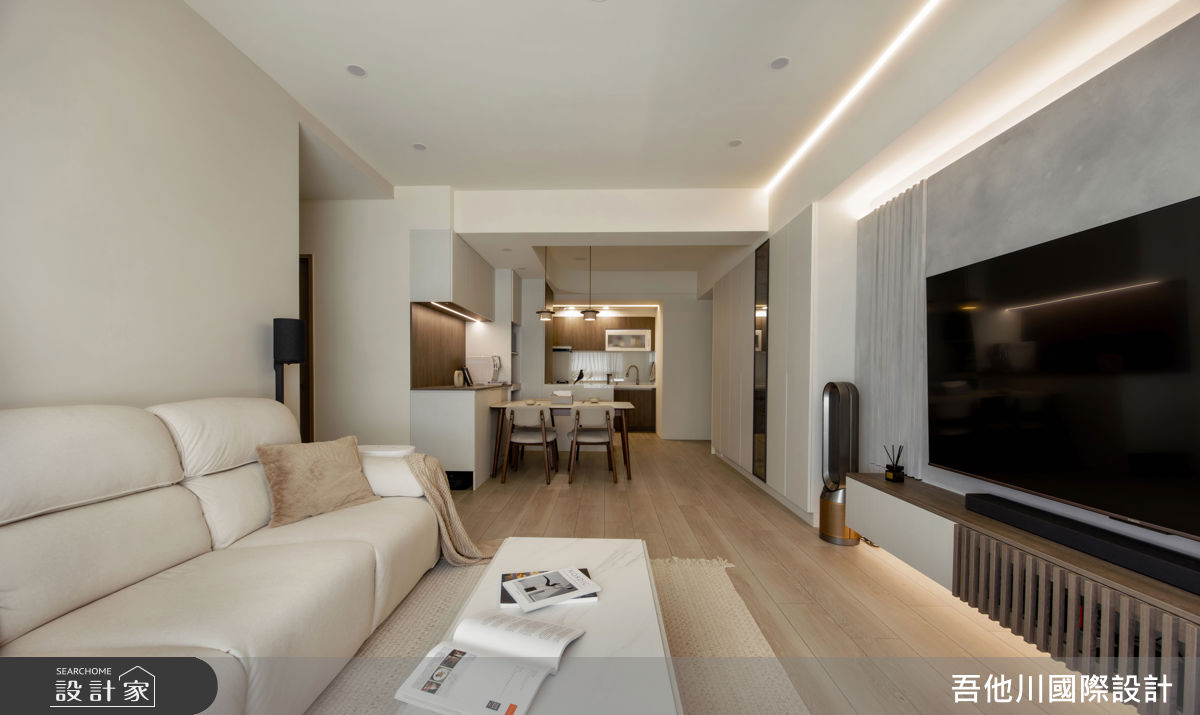 25坪新成屋(5年以下)＿混搭風客廳餐廳廚房中島案例圖片＿吾他川室內設計＿吾他川_暮光雲居_新竹竹東之19