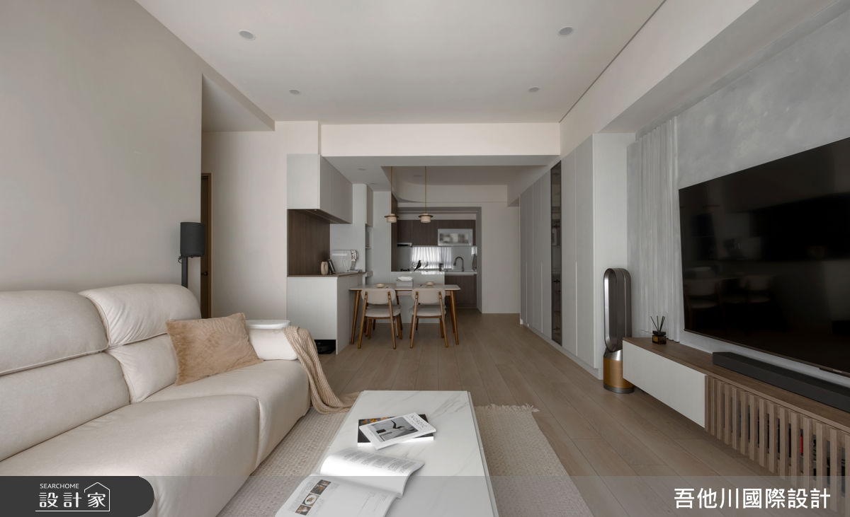 25坪新成屋(5年以下)＿混搭風客廳餐廳廚房中島案例圖片＿吾他川室內設計＿吾他川_暮光雲居_新竹竹東之15