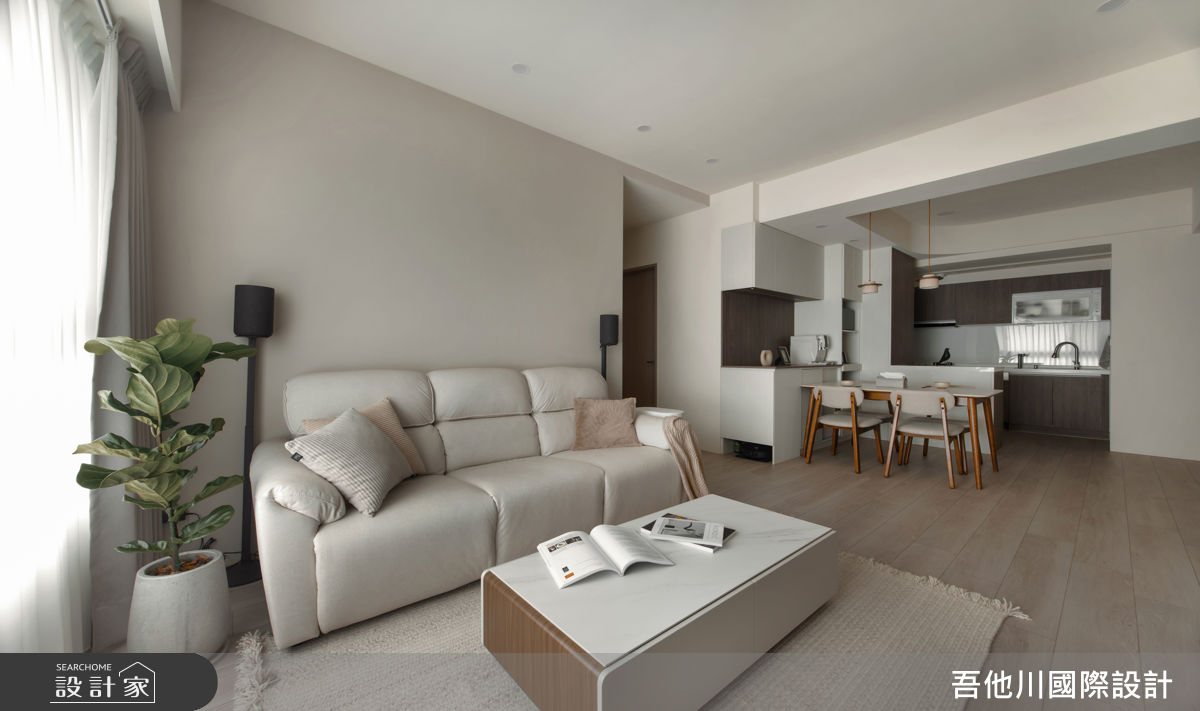 25坪新成屋(5年以下)＿混搭風客廳餐廳廚房中島案例圖片＿吾他川室內設計＿吾他川_暮光雲居_新竹竹東之18