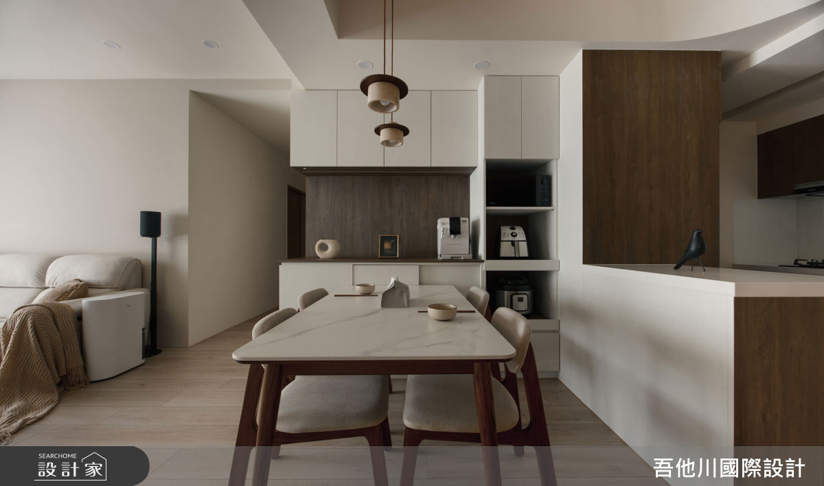 25坪新成屋(5年以下)＿混搭風餐廳中島案例圖片＿吾他川室內設計＿吾他川_暮光雲居_新竹竹東之6