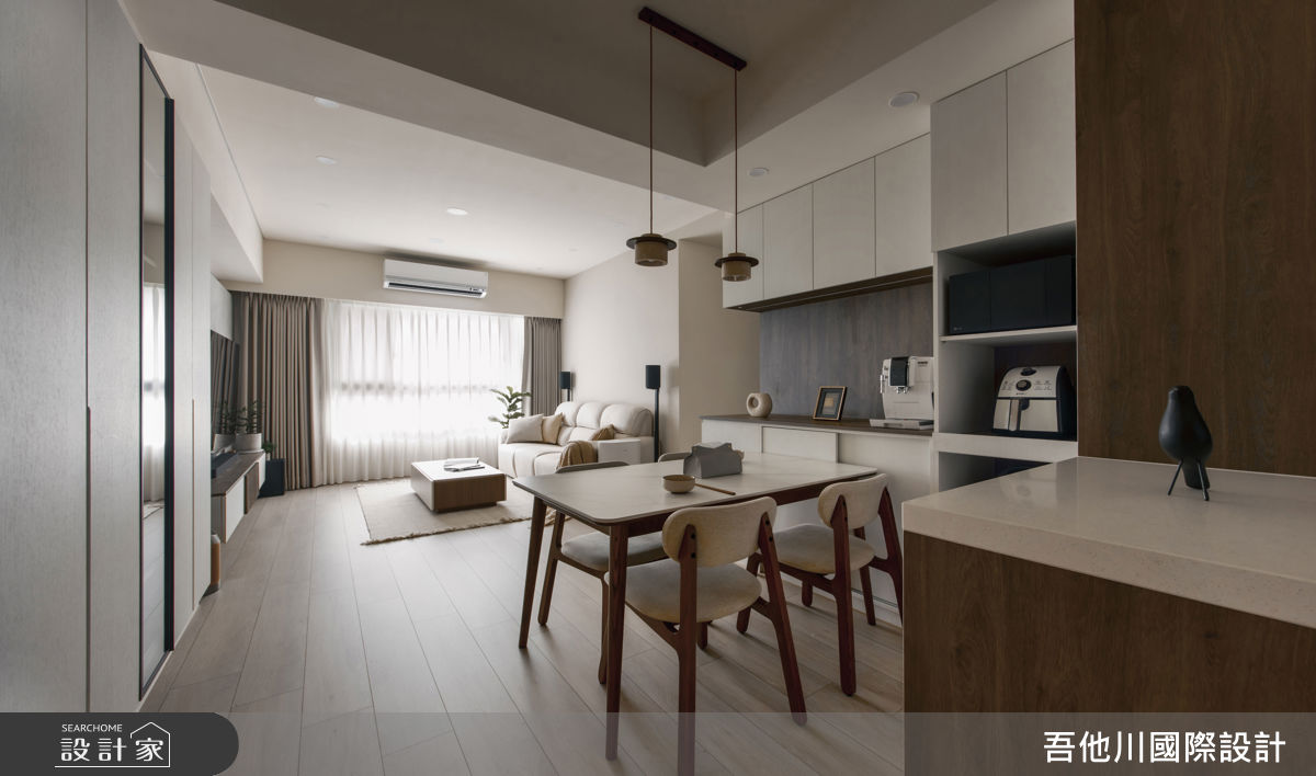 25坪新成屋(5年以下)＿混搭風客廳餐廳中島案例圖片＿吾他川室內設計＿吾他川_暮光雲居_新竹竹東之9