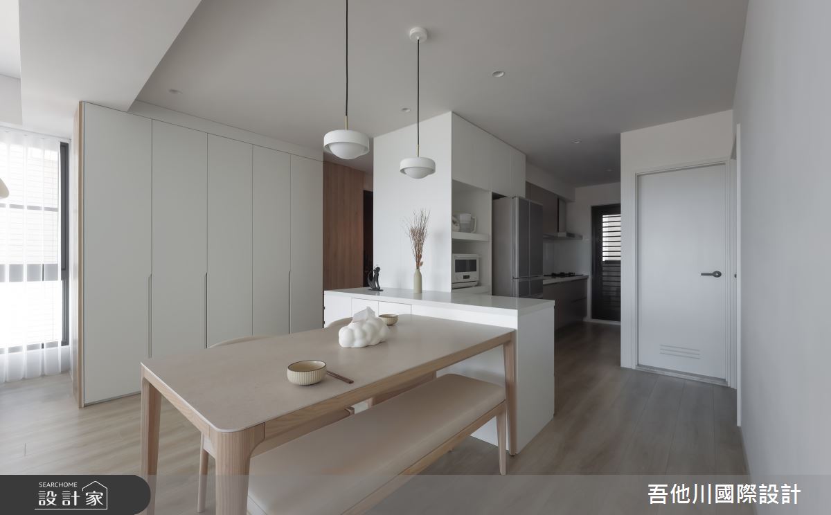 20坪新成屋(5年以下)＿混搭風餐廳廚房中島案例圖片＿吾他川室內設計＿吾他川_白森一居_新竹之4