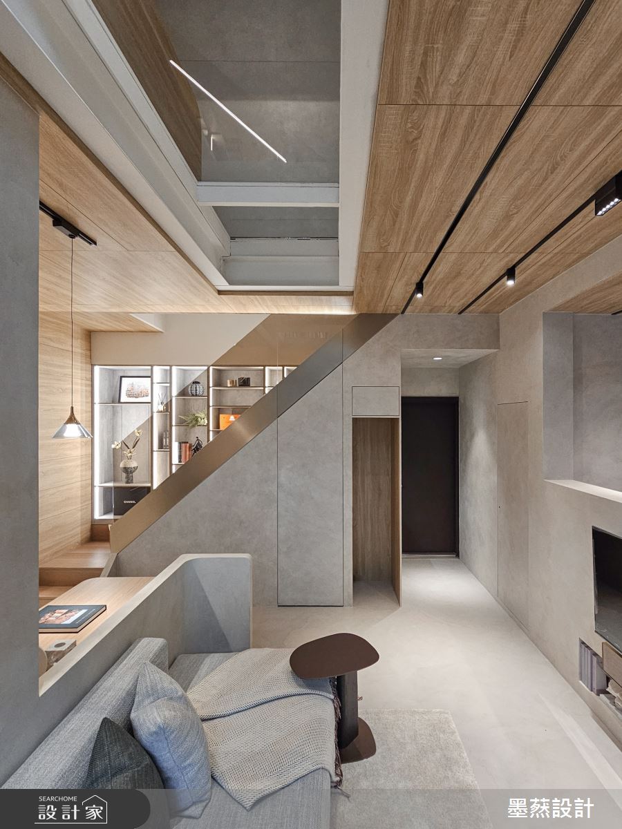 32坪新成屋(5年以下)＿現代風玄關客廳書房樓梯案例圖片＿墨䔳設計/墨璞情境＿墨䔳_質樸寓意之2