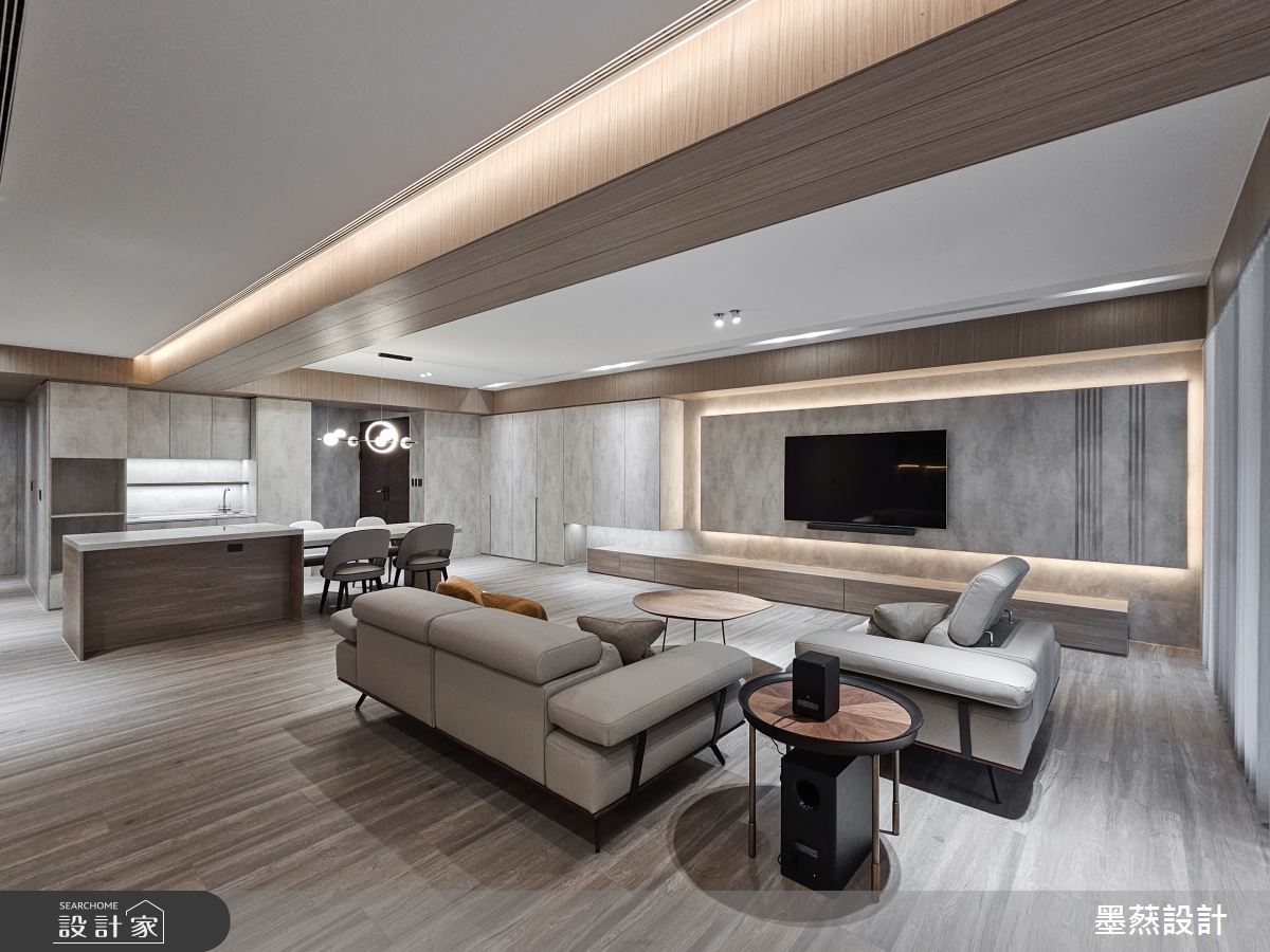 65坪毛胚屋＿現代風玄關客廳餐廳中島案例圖片＿墨䔳設計/墨璞情境＿墨䔳_木白光景之10