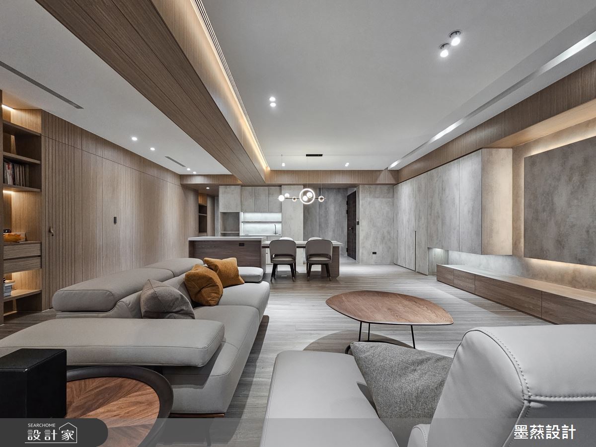 65坪毛胚屋＿現代風玄關客廳餐廳中島案例圖片＿墨䔳設計/墨璞情境＿墨䔳_木白光景之8