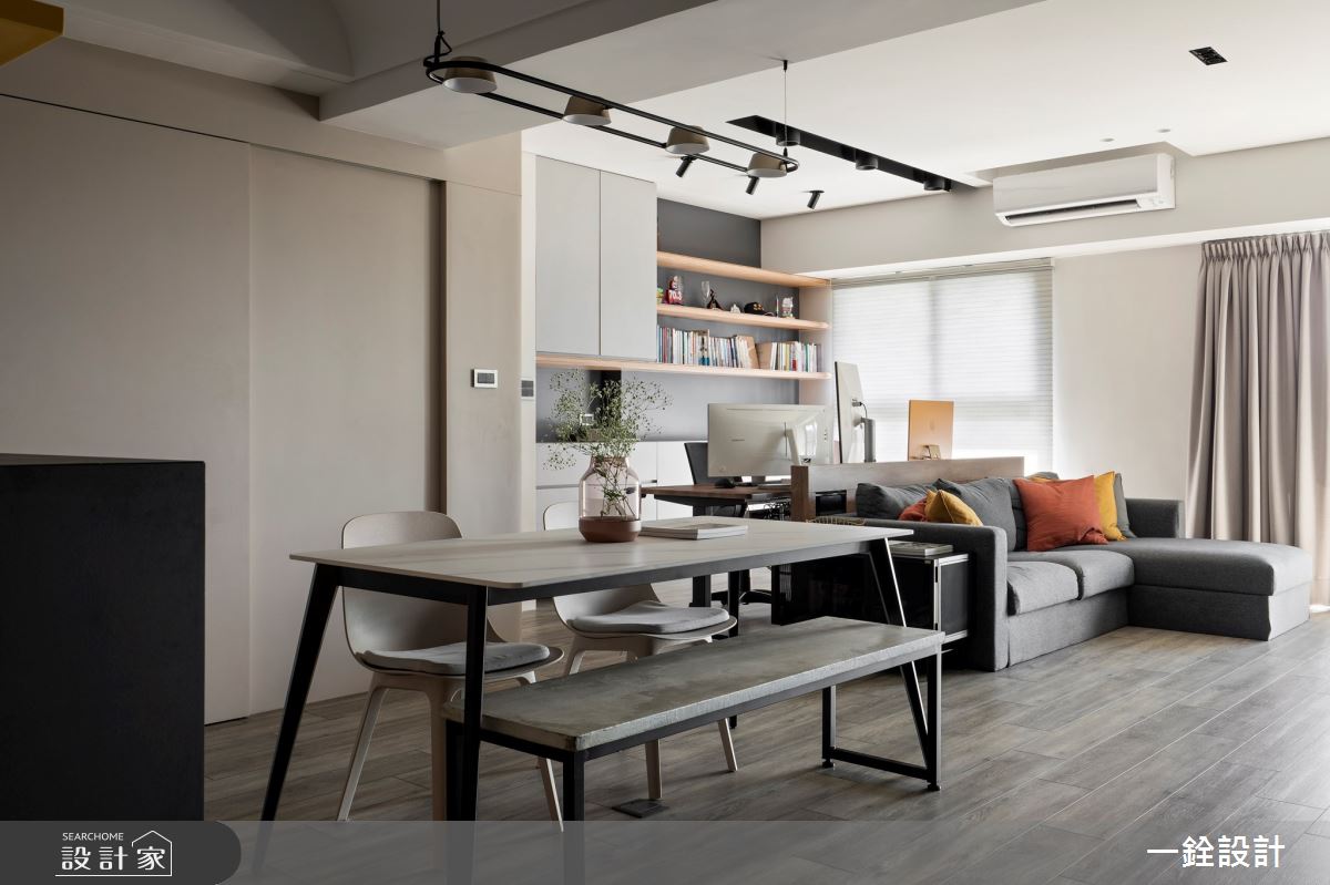 26坪新成屋(5年以下)＿現代風客廳餐廳書房案例圖片＿一銓室內裝修設計工程有限公司＿一銓_黃色的光之6