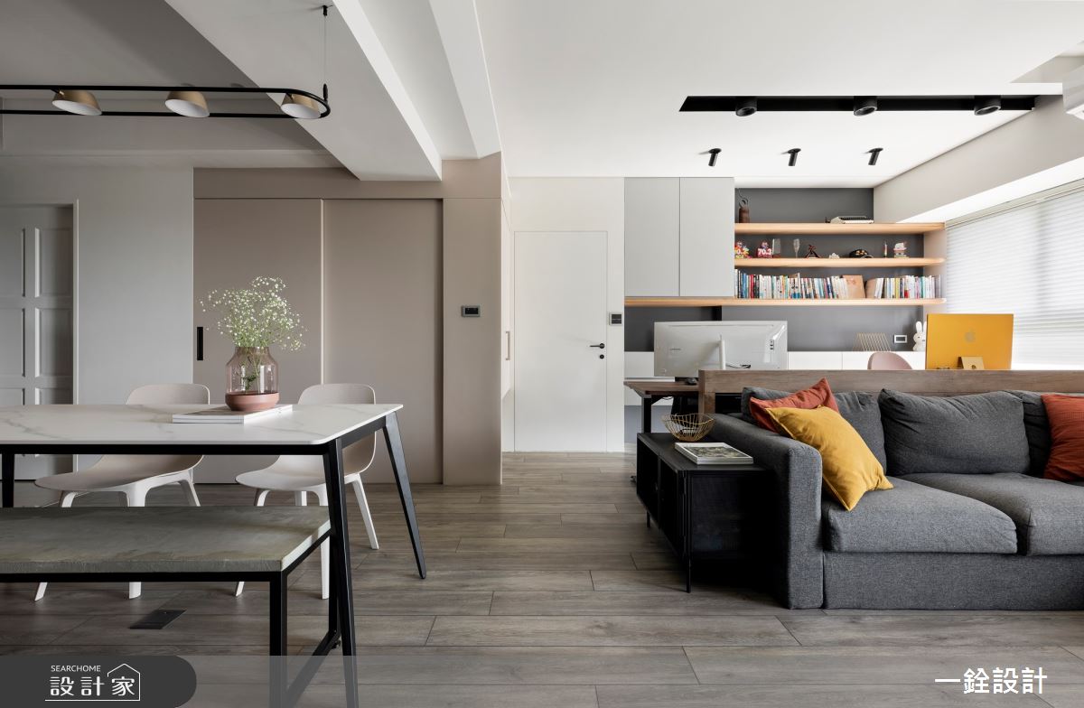 26坪新成屋(5年以下)＿現代風客廳餐廳書房案例圖片＿一銓室內裝修設計工程有限公司＿一銓_黃色的光之7