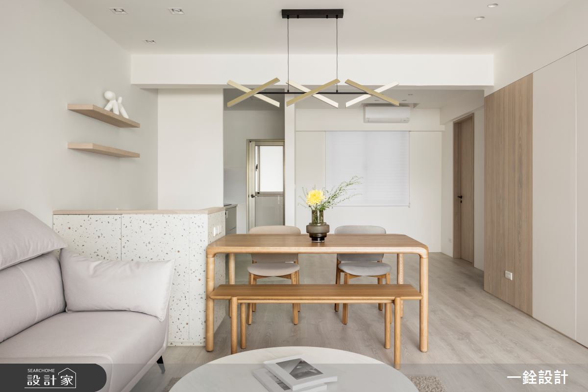 25坪老屋(31~40年)＿簡約風客廳餐廳中島案例圖片＿一銓室內裝修設計工程有限公司＿一銓_白隱微光之8