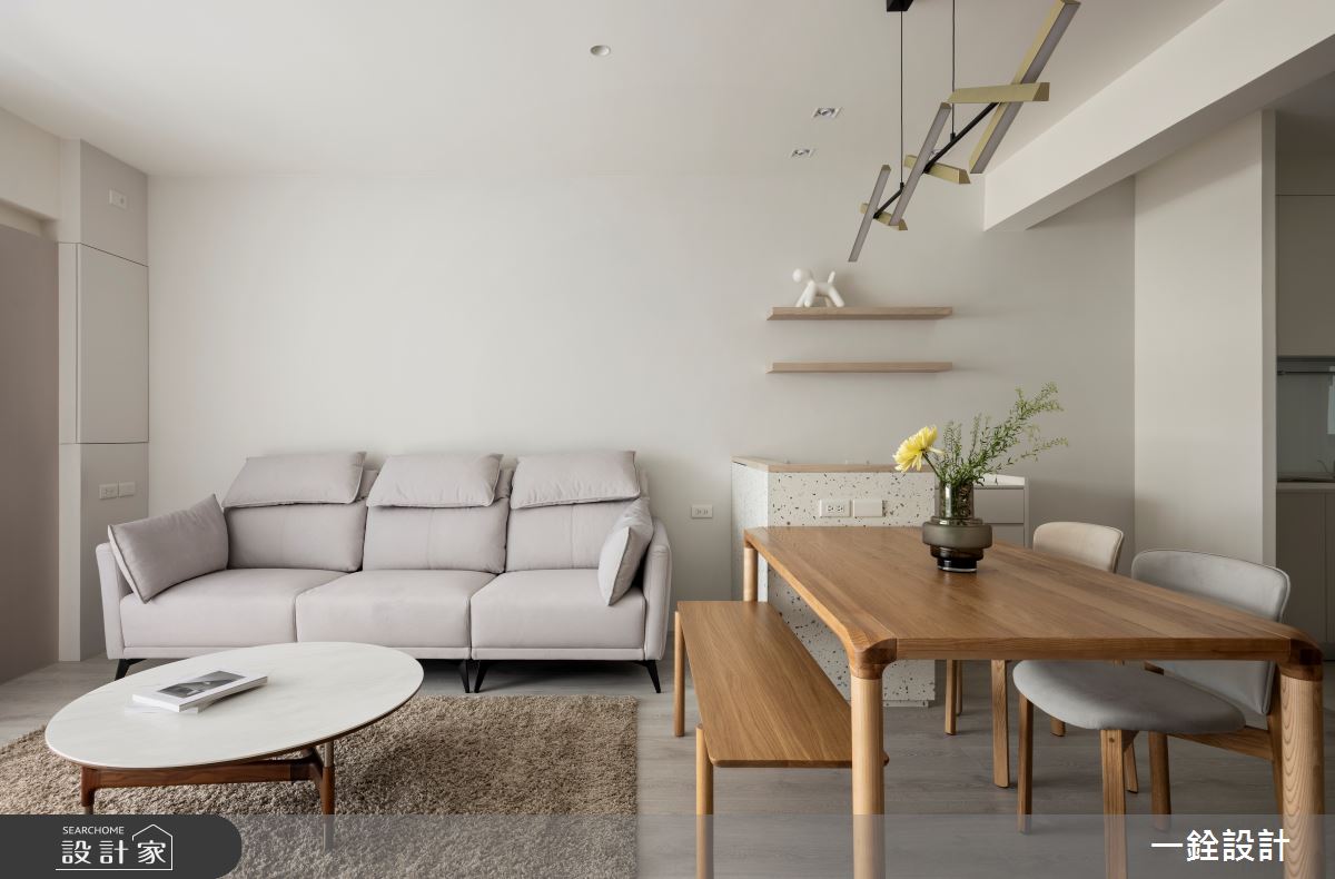 25坪老屋(31~40年)＿簡約風客廳餐廳中島案例圖片＿一銓室內裝修設計工程有限公司＿一銓_白隱微光之9