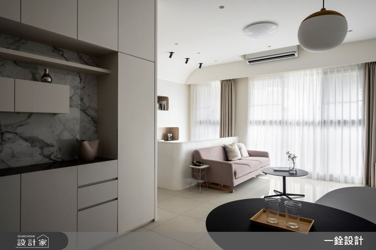 27坪新成屋(5年以下)＿現代風客廳餐廳書房案例圖片＿一銓室內裝修設計工程有限公司＿一銓_月影白韻之2