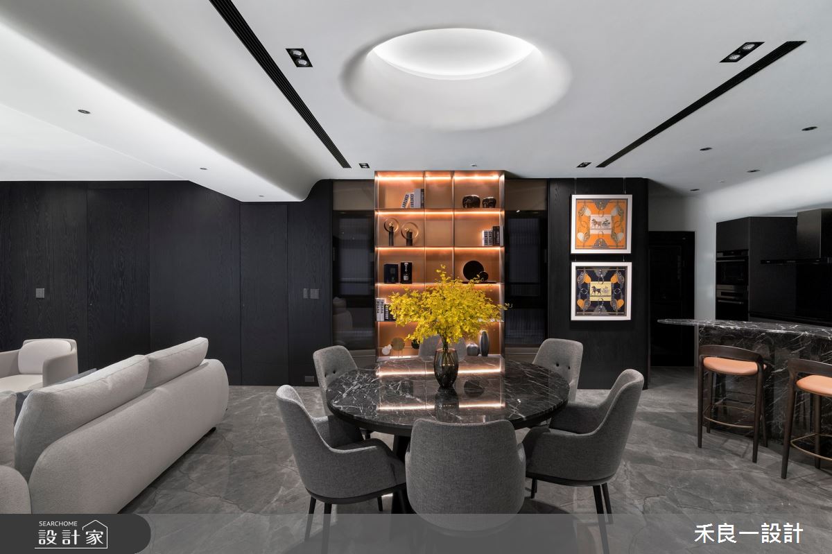 38坪毛胚屋＿混搭風客廳餐廳吧檯中島案例圖片＿禾良一設計＿禾良一_磊境_台中親家雲硯之6