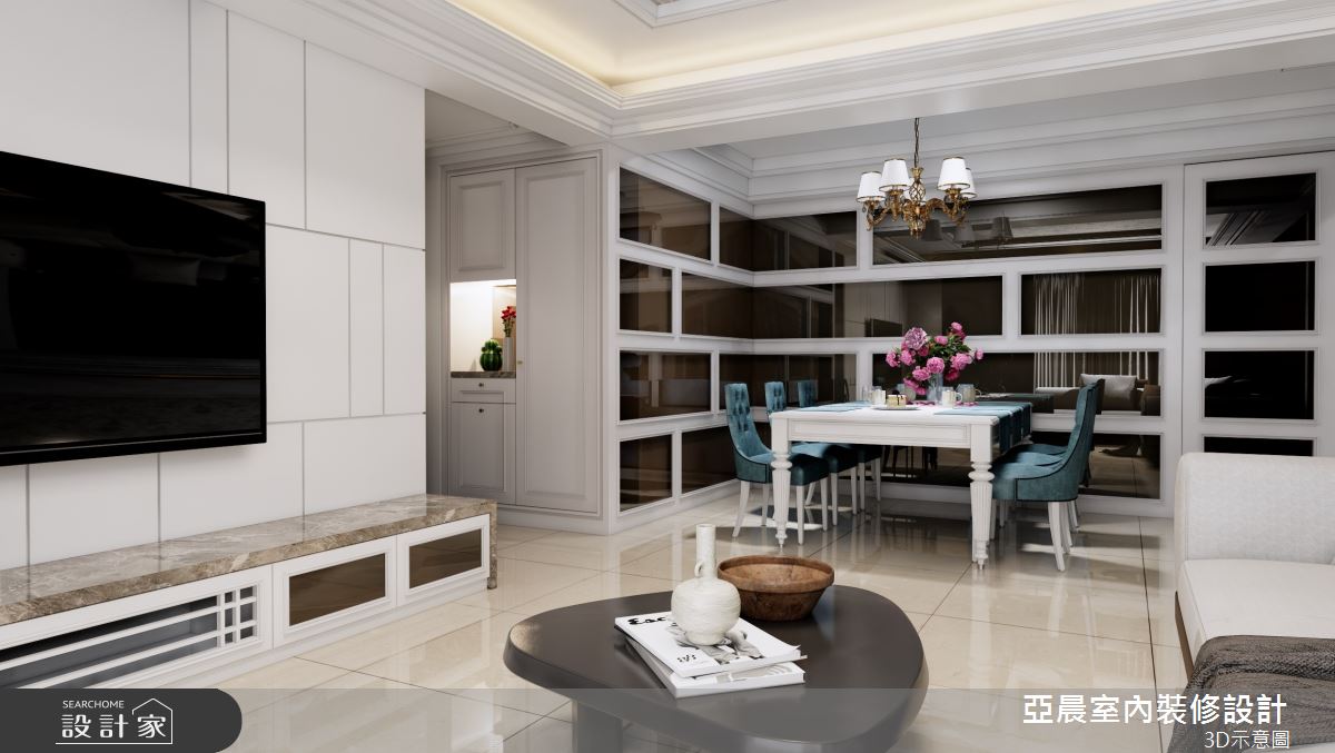 36坪新成屋(5年以下)＿新古典客廳餐廳案例圖片＿亞晨室內裝修設計工程有限公司＿亞晨_04之3