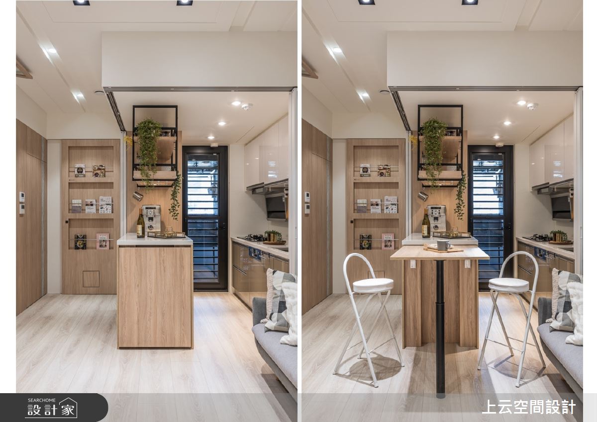 18坪新成屋(5年以下)＿現代風客廳餐廳廚房吧檯中島案例圖片＿上云空間設計＿上云_魔術機能小宅之24