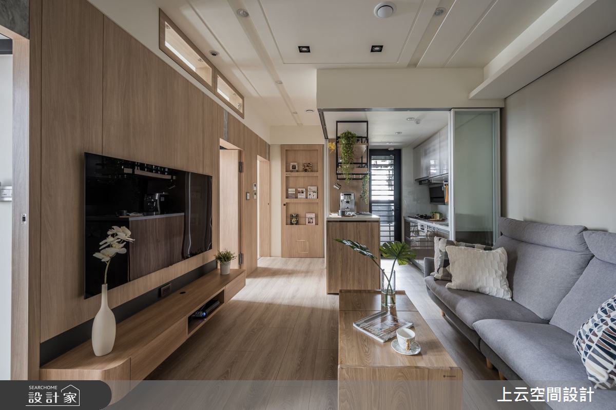 18坪新成屋(5年以下)＿現代風客廳餐廳廚房吧檯中島案例圖片＿上云空間設計＿上云_魔術機能小宅之6
