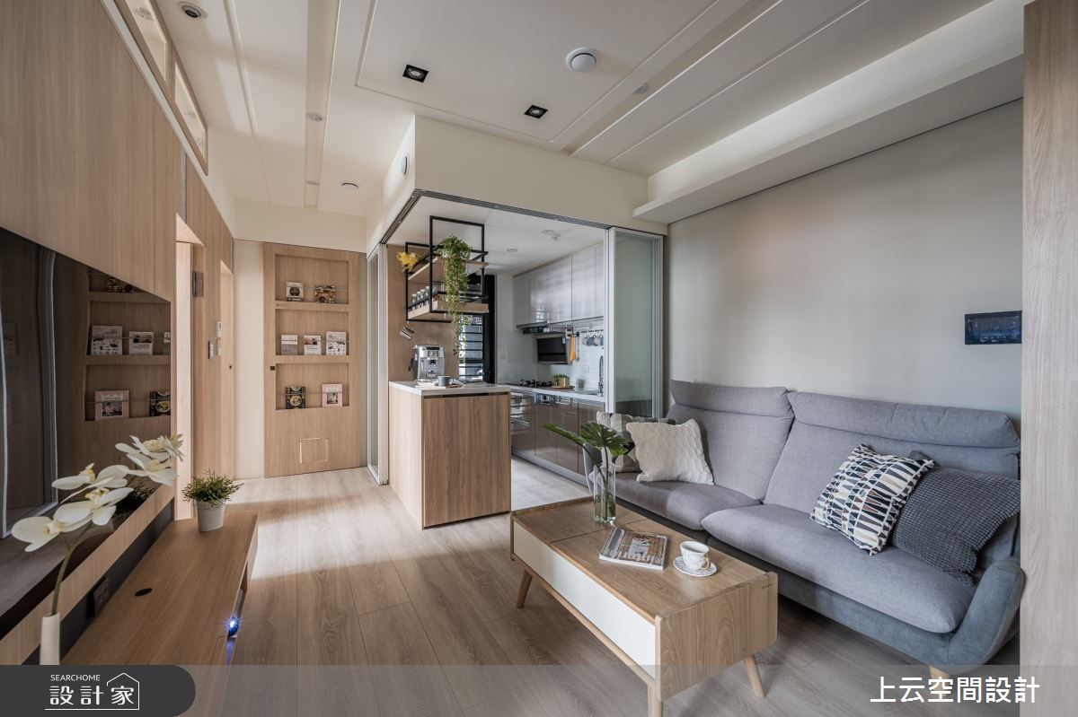 18坪新成屋(5年以下)＿現代風客廳餐廳廚房吧檯中島案例圖片＿上云空間設計＿上云_魔術機能小宅之5