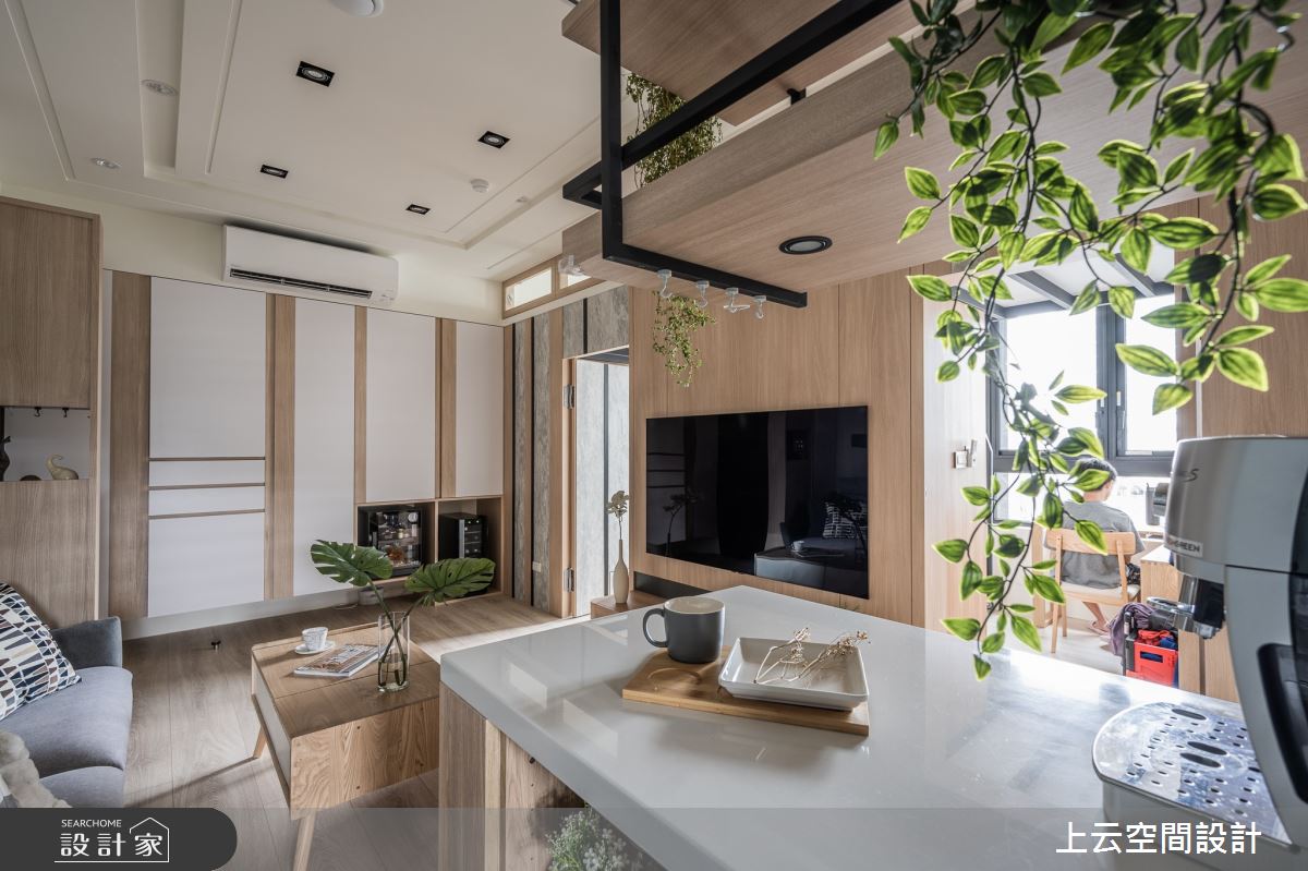 18坪新成屋(5年以下)＿現代風客廳餐廳吧檯中島案例圖片＿上云空間設計＿上云_魔術機能小宅之3