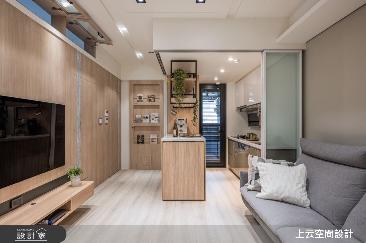 18坪新成屋(5年以下)＿現代風客廳餐廳廚房吧檯中島案例圖片＿上云空間設計＿上云_魔術機能小宅之10