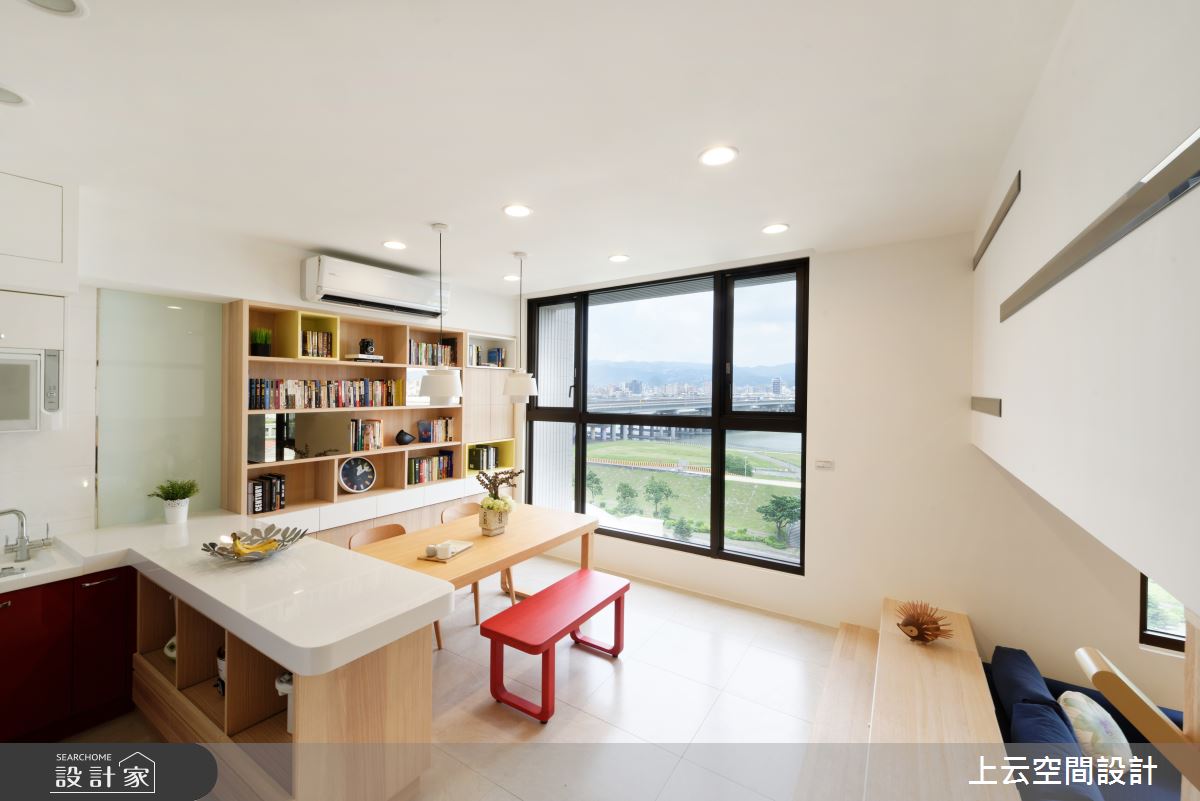 18坪新成屋(5年以下)＿現代風餐廳廚房中島案例圖片＿上云空間設計＿上云_錯層複合小宅之3
