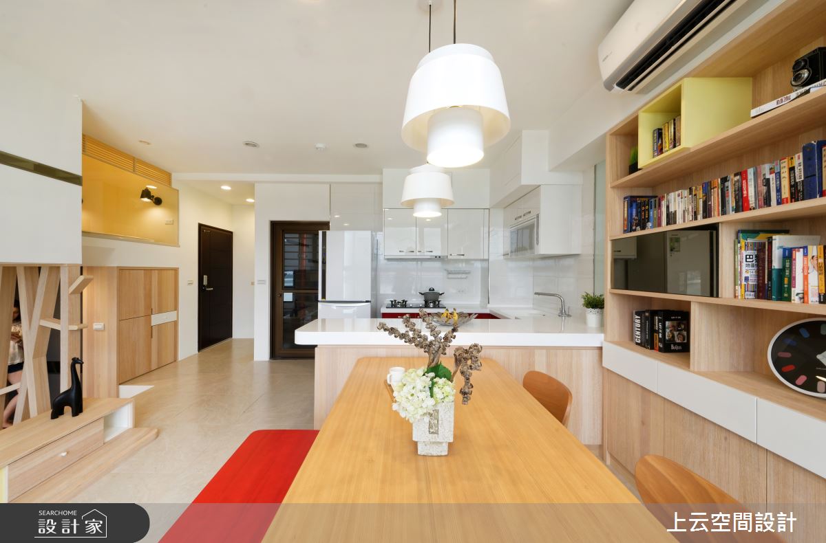 18坪新成屋(5年以下)＿現代風餐廳廚房中島案例圖片＿上云空間設計＿上云_錯層複合小宅之5