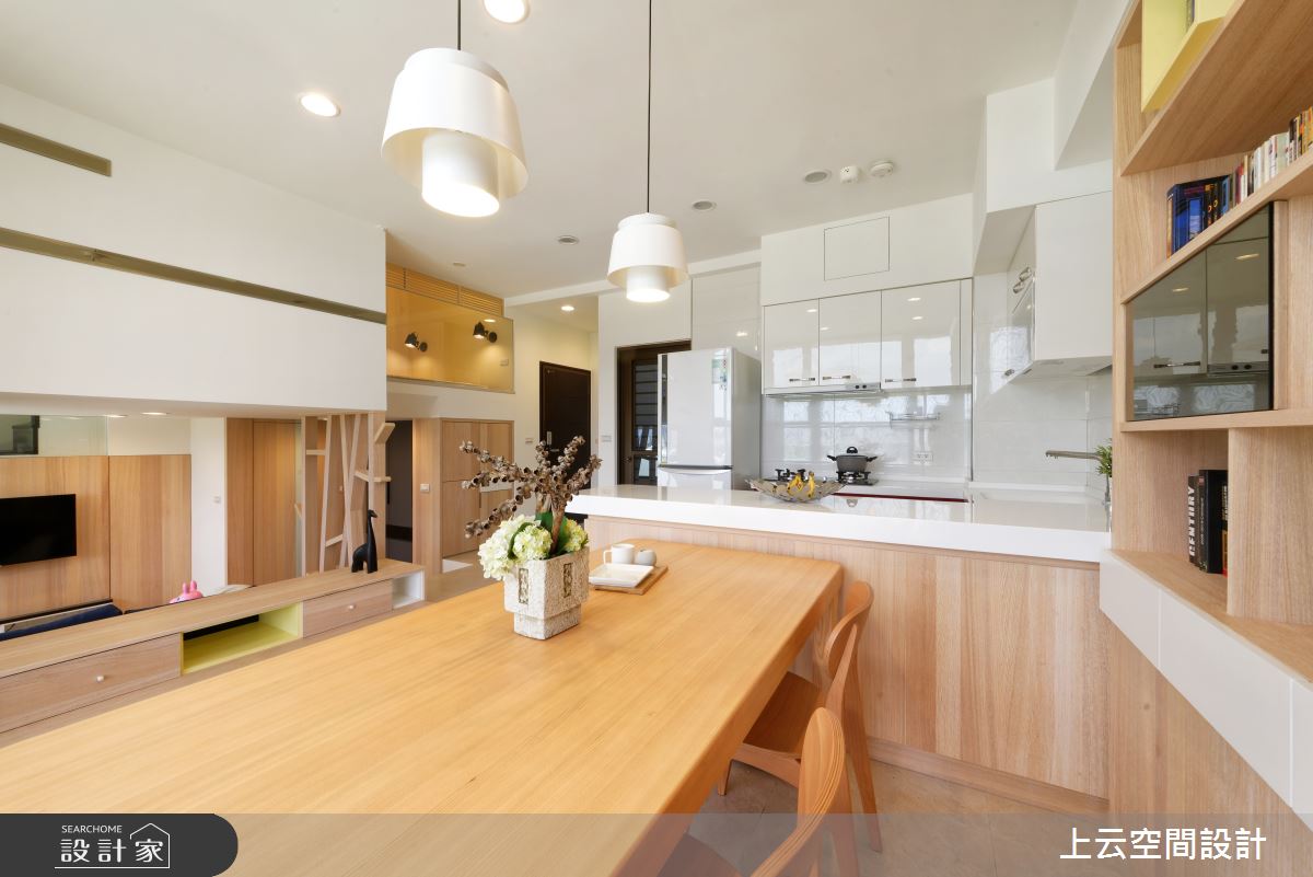 18坪新成屋(5年以下)＿現代風餐廳廚房中島案例圖片＿上云空間設計＿上云_錯層複合小宅之7