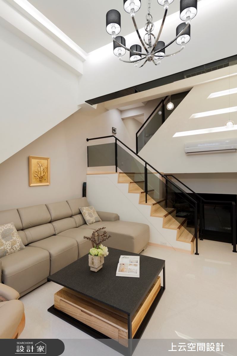 42坪老屋(31~40年)＿現代風客廳樓梯案例圖片＿上云空間設計＿上云_透天-悠然宅之7