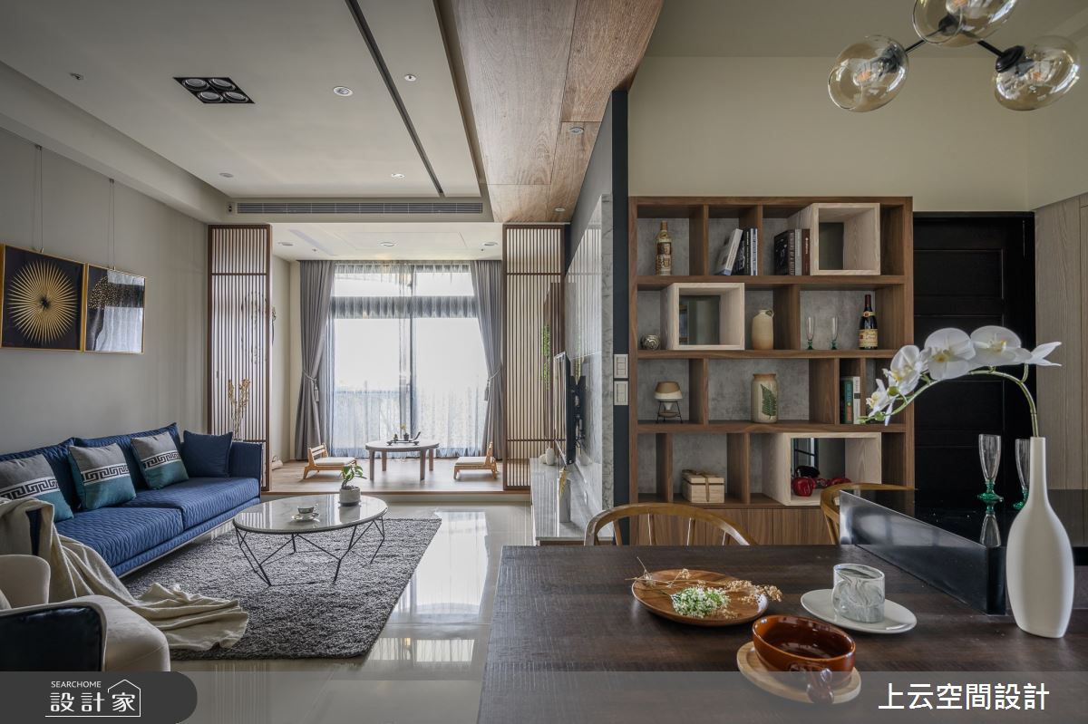 28坪新成屋(5年以下)＿人文禪風客廳餐廳和室多功能室案例圖片＿上云空間設計＿上云_墨香人文宅之12