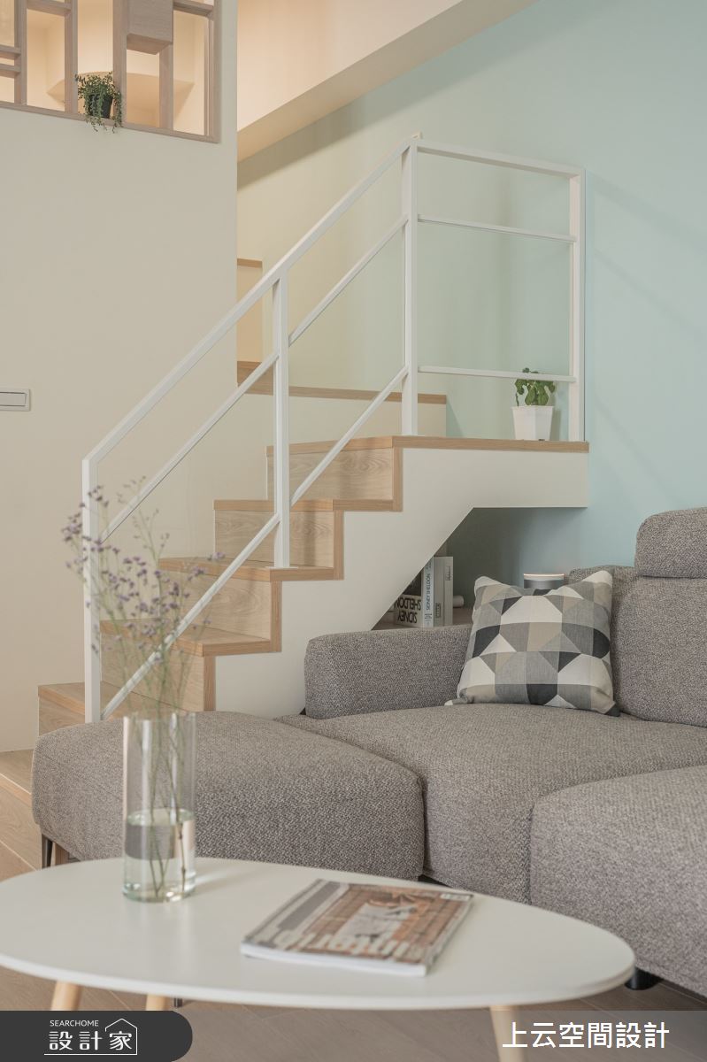 22坪老屋(16~30年)＿混搭風客廳樓梯案例圖片＿上云空間設計＿上云_山巒怡靜美居之24