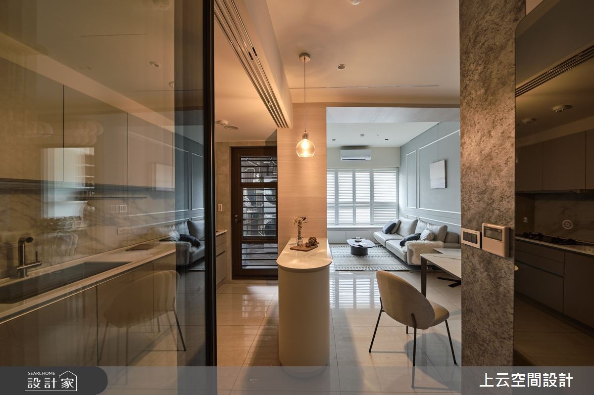 新成屋(5年以下)＿現代簡約混古典風客廳餐廳廚房臥榻中島案例圖片＿上云空間設計＿上云_柔光似境之21