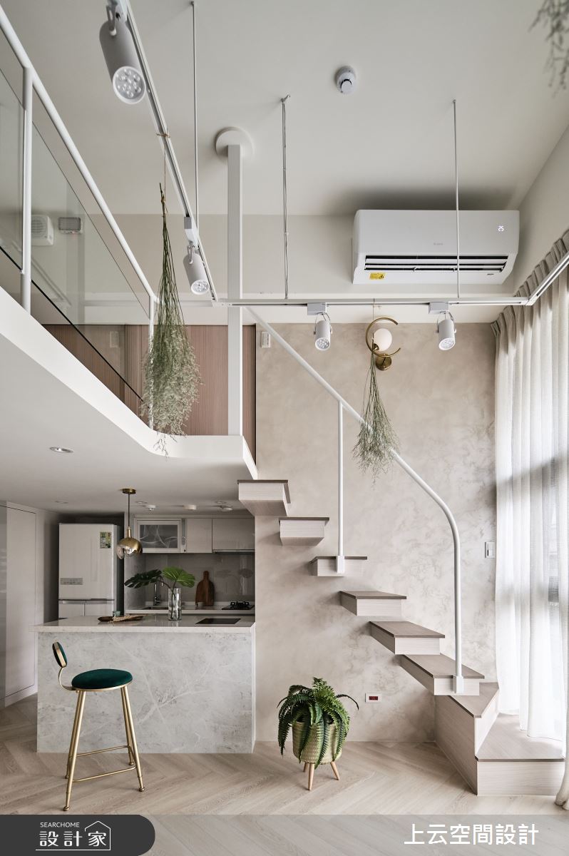 18坪新成屋(5年以下)＿混搭風餐廳廚房吧檯樓梯案例圖片＿上云空間設計＿上云_花之仙境-住辦圓舞曲之15