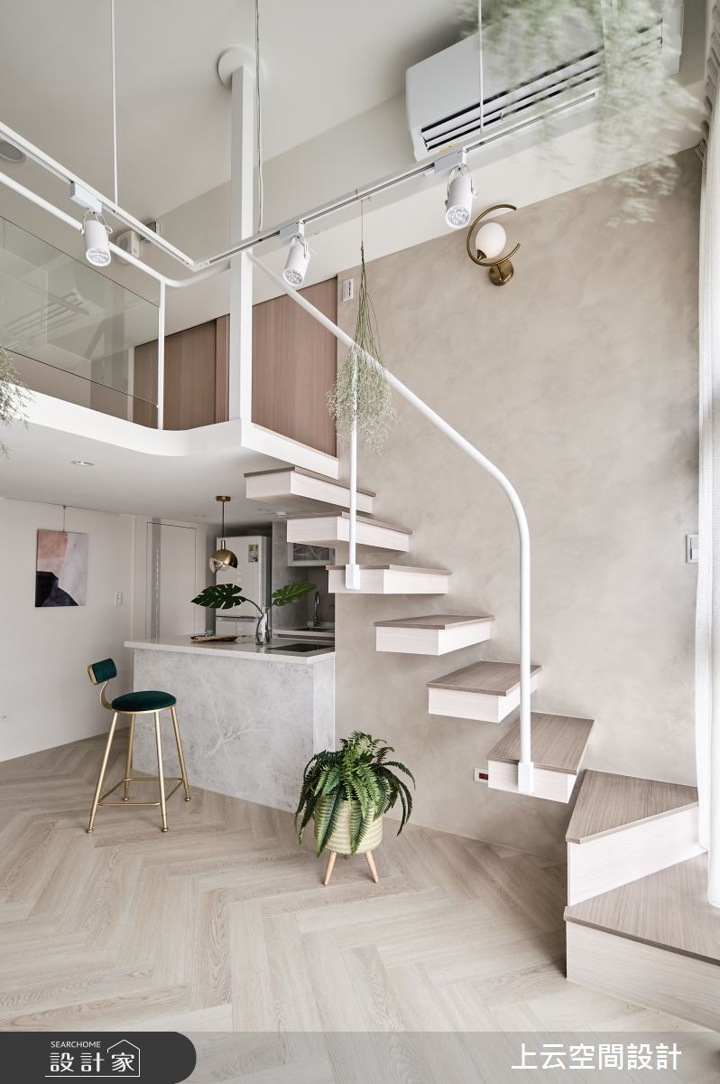 18坪新成屋(5年以下)＿混搭風餐廳廚房吧檯樓梯案例圖片＿上云空間設計＿上云_花之仙境-住辦圓舞曲之17