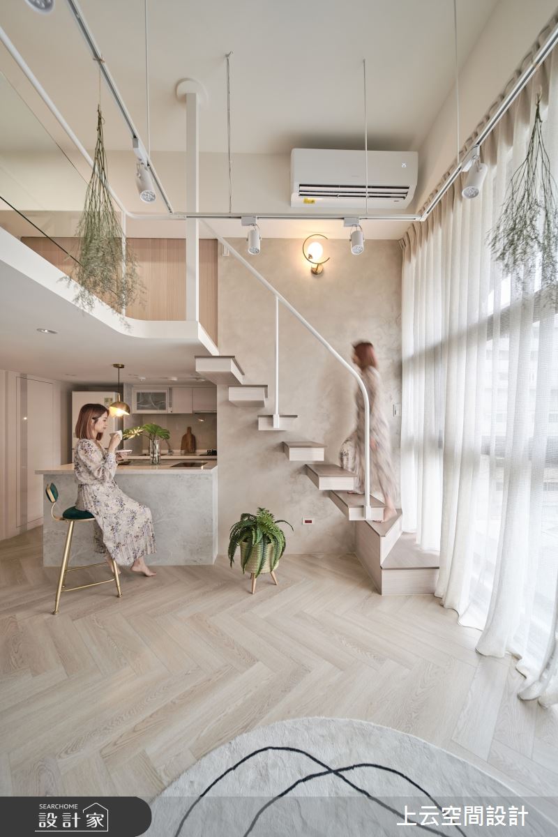 18坪新成屋(5年以下)＿混搭風餐廳廚房吧檯樓梯案例圖片＿上云空間設計＿上云_花之仙境-住辦圓舞曲之42
