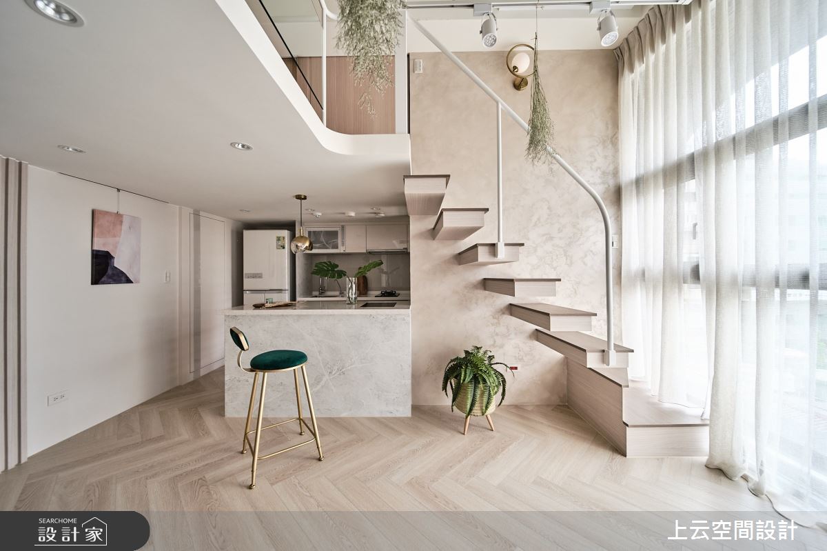 18坪新成屋(5年以下)＿混搭風餐廳廚房吧檯樓梯案例圖片＿上云空間設計＿上云_花之仙境-住辦圓舞曲之12
