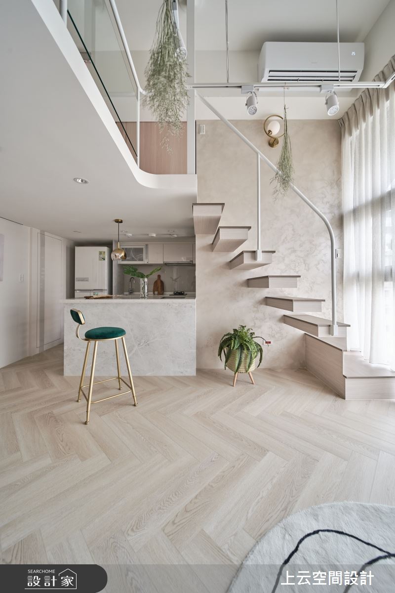 18坪新成屋(5年以下)＿混搭風餐廳廚房吧檯樓梯案例圖片＿上云空間設計＿上云_花之仙境-住辦圓舞曲之16