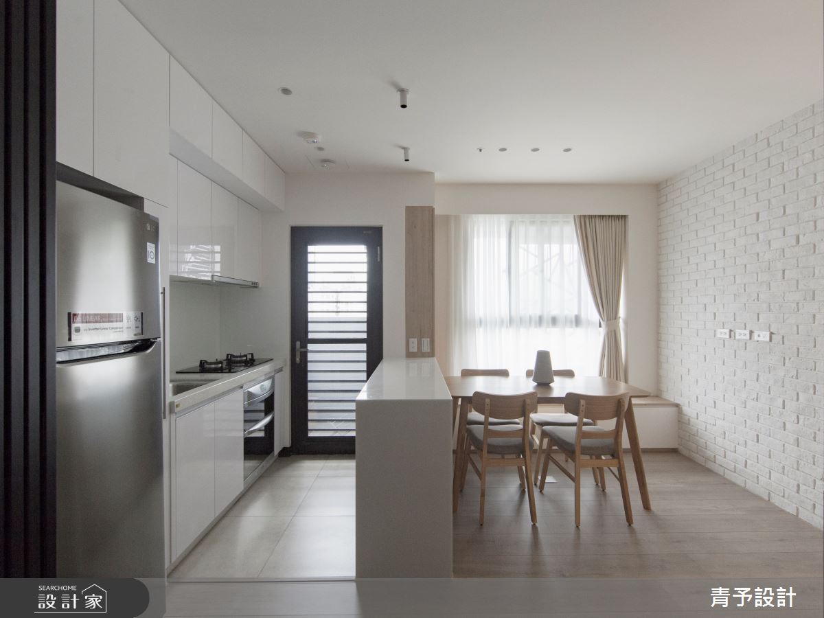 10坪新成屋(5年以下)＿日式無印風餐廳廚房臥榻中島案例圖片＿青予設計＿青予_01之3