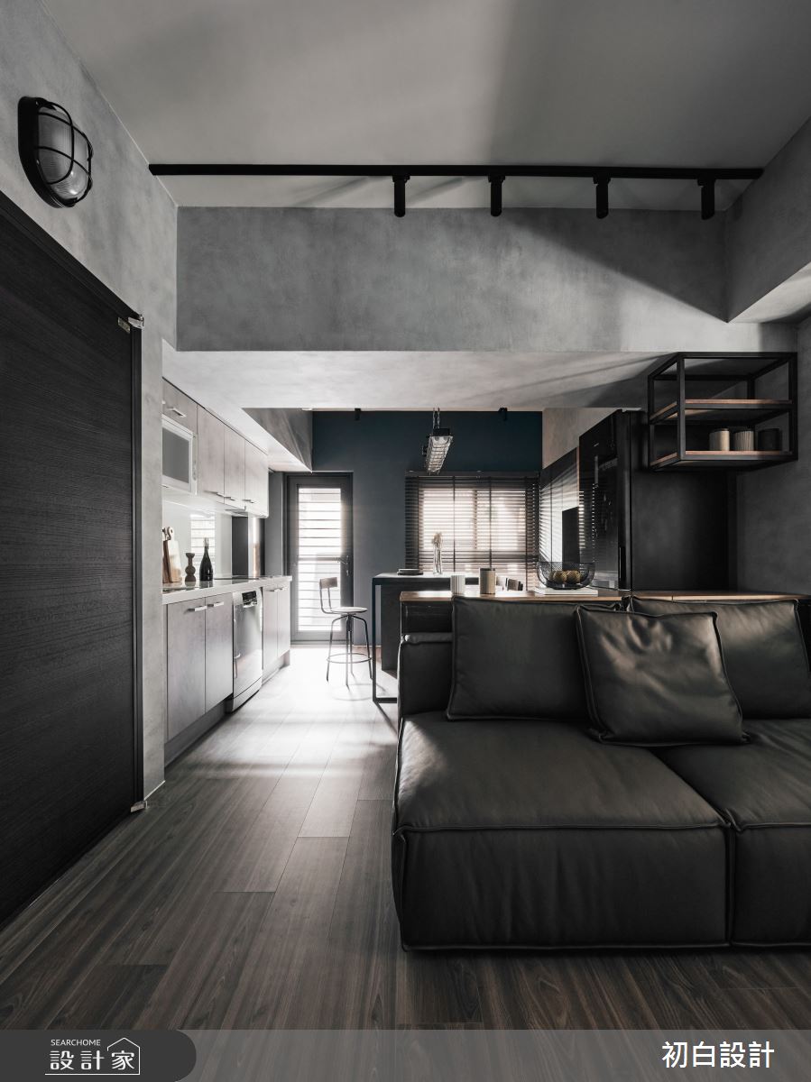 10坪新成屋(5年以下)＿工業風客廳餐廳廚房中島案例圖片＿初白設計有限公司＿初白_脈墨之境之2