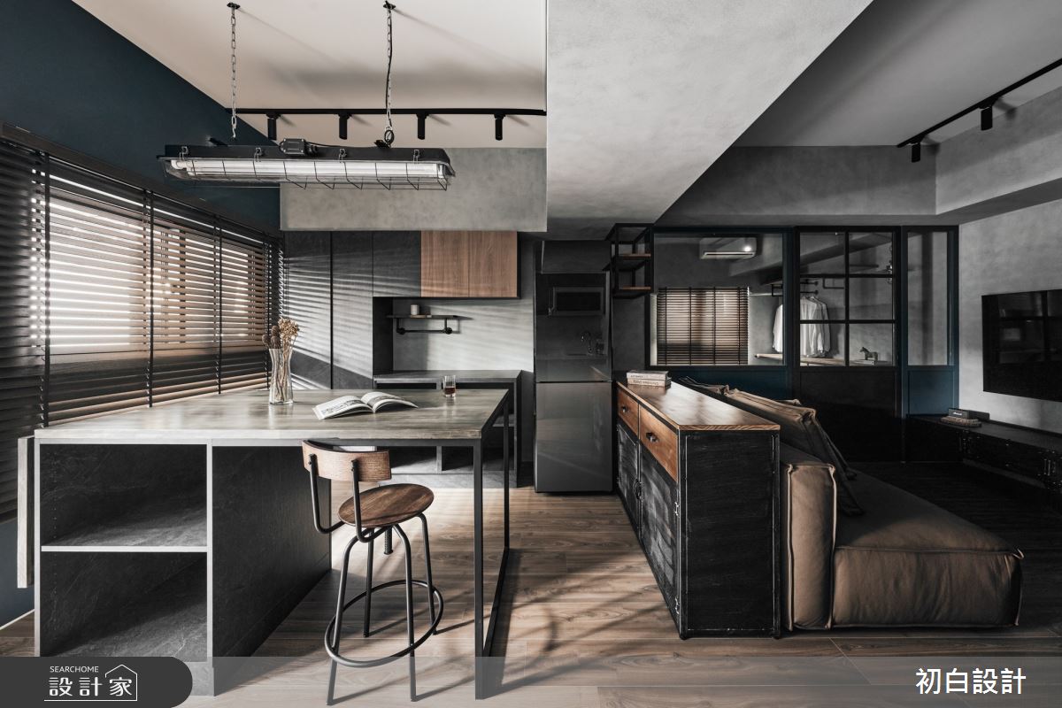 10坪新成屋(5年以下)＿工業風客廳餐廳廚房中島案例圖片＿初白設計有限公司＿初白_脈墨之境之4
