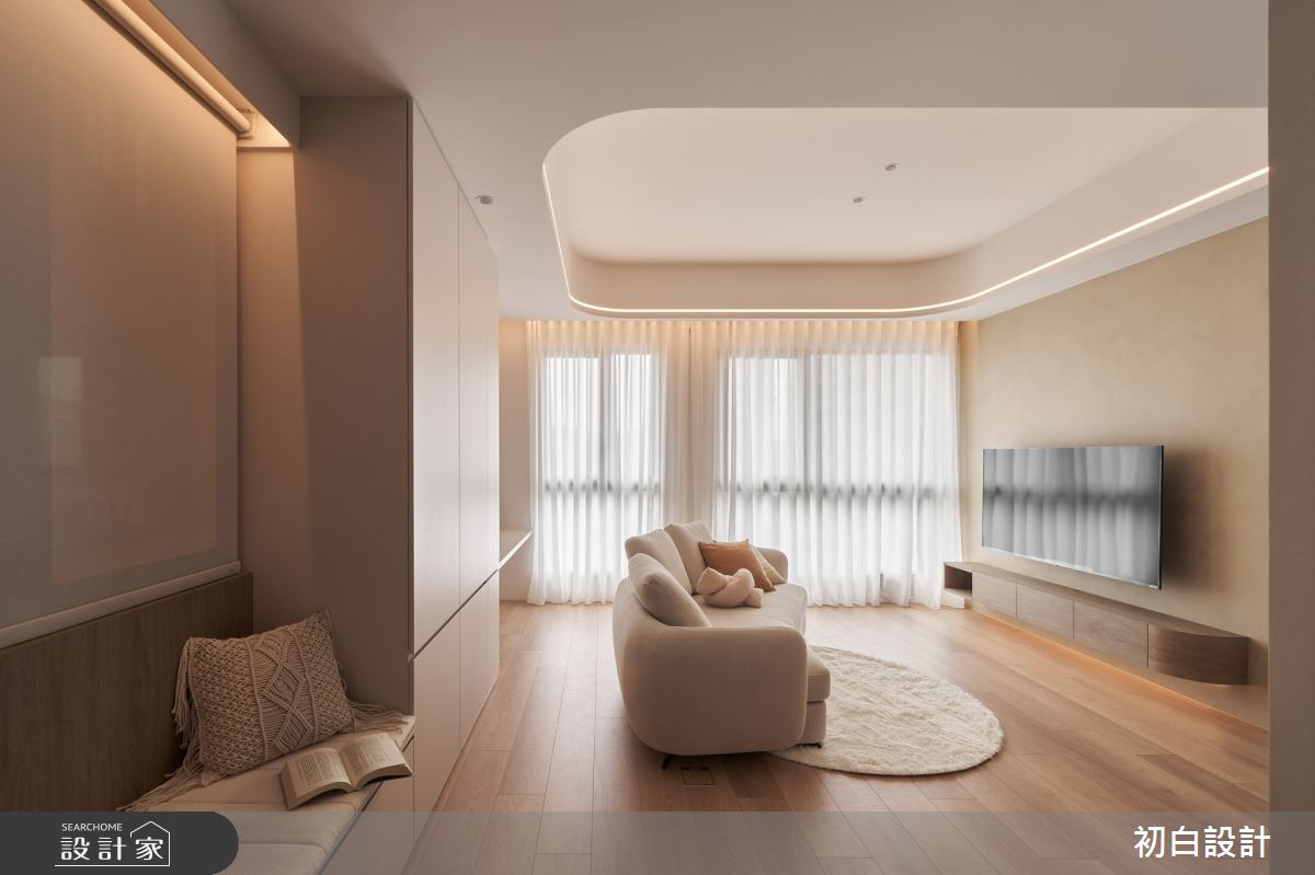 16坪新成屋(5年以下)＿混搭風客廳臥榻案例圖片＿初白設計有限公司＿初白_撫麥之境之4