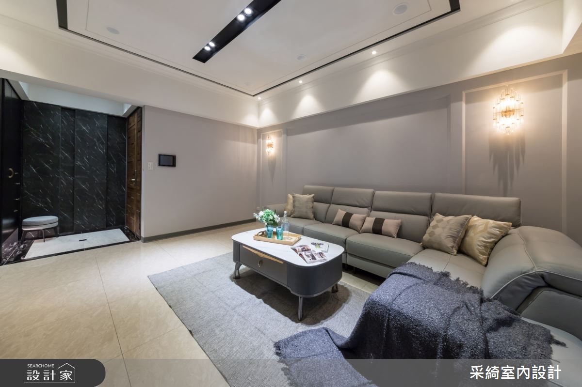 46坪新古屋(10年以下)＿混搭風玄關客廳案例圖片＿采綺室內設計＿采綺_莫蘭迪之吻之4