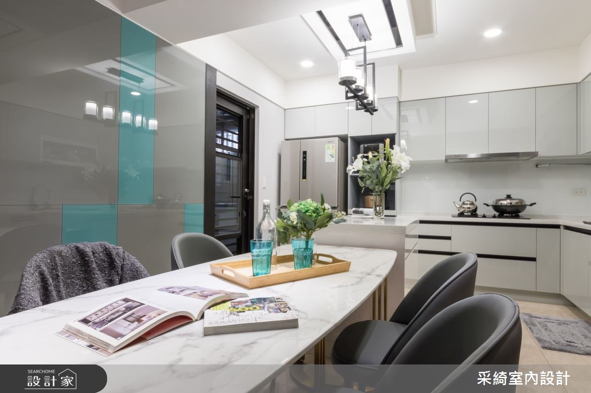 46坪新古屋(10年以下)＿混搭風餐廳廚房中島案例圖片＿采綺室內設計＿采綺_莫蘭迪之吻之14
