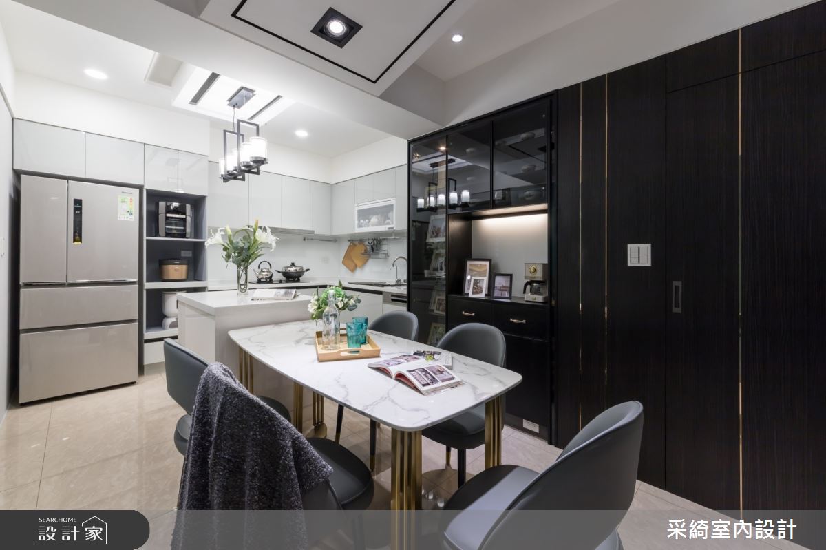 46坪新古屋(10年以下)＿混搭風餐廳廚房中島案例圖片＿采綺室內設計＿采綺_莫蘭迪之吻之17