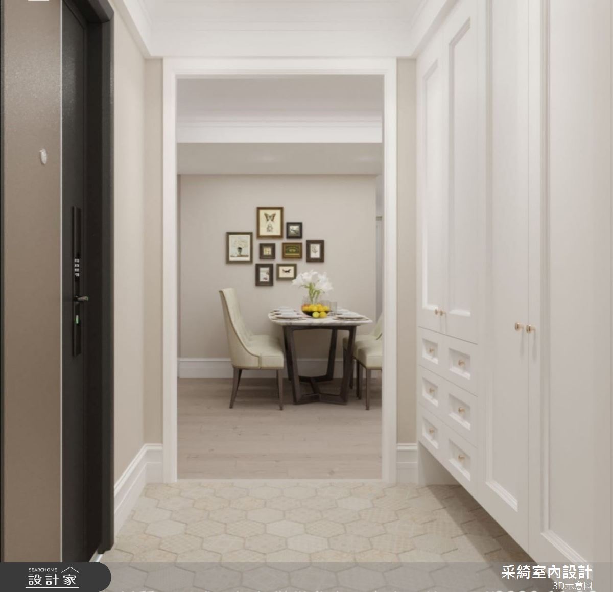 31坪新成屋(5年以下)＿美式風玄關餐廳案例圖片＿采綺室內設計＿采綺_火象的對決之1