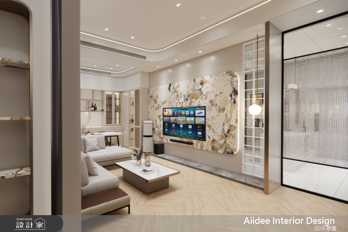 25坪新成屋(5年以下)＿輕奢風客廳案例圖片＿艾迪室內裝修設計有限公司 AIIDEE Design＿艾迪11_屏東龍泉透天宅_25坪輕奢風_高雄室內設計之2