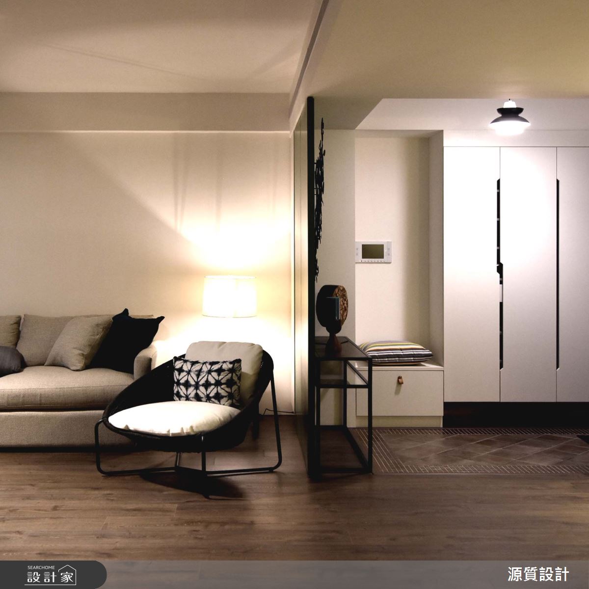 41坪新成屋(5年以下)＿混搭風玄關客廳案例圖片＿源質室內裝修設計工程＿源質_宏盛新世界_淡水區之2